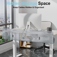 Organisateur de câbles en feutre en forme de L pour sous le bureau, 47,2 pouces, avec fixation par vis et emplacements pour ordinateur portable/tablette, pour salon et cuisine