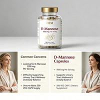 Capsules végétales de D-Mannose 1500mg, 200 unités, marque privée OEM, vente en gros, approvisionnement en vrac, marque personnalisée