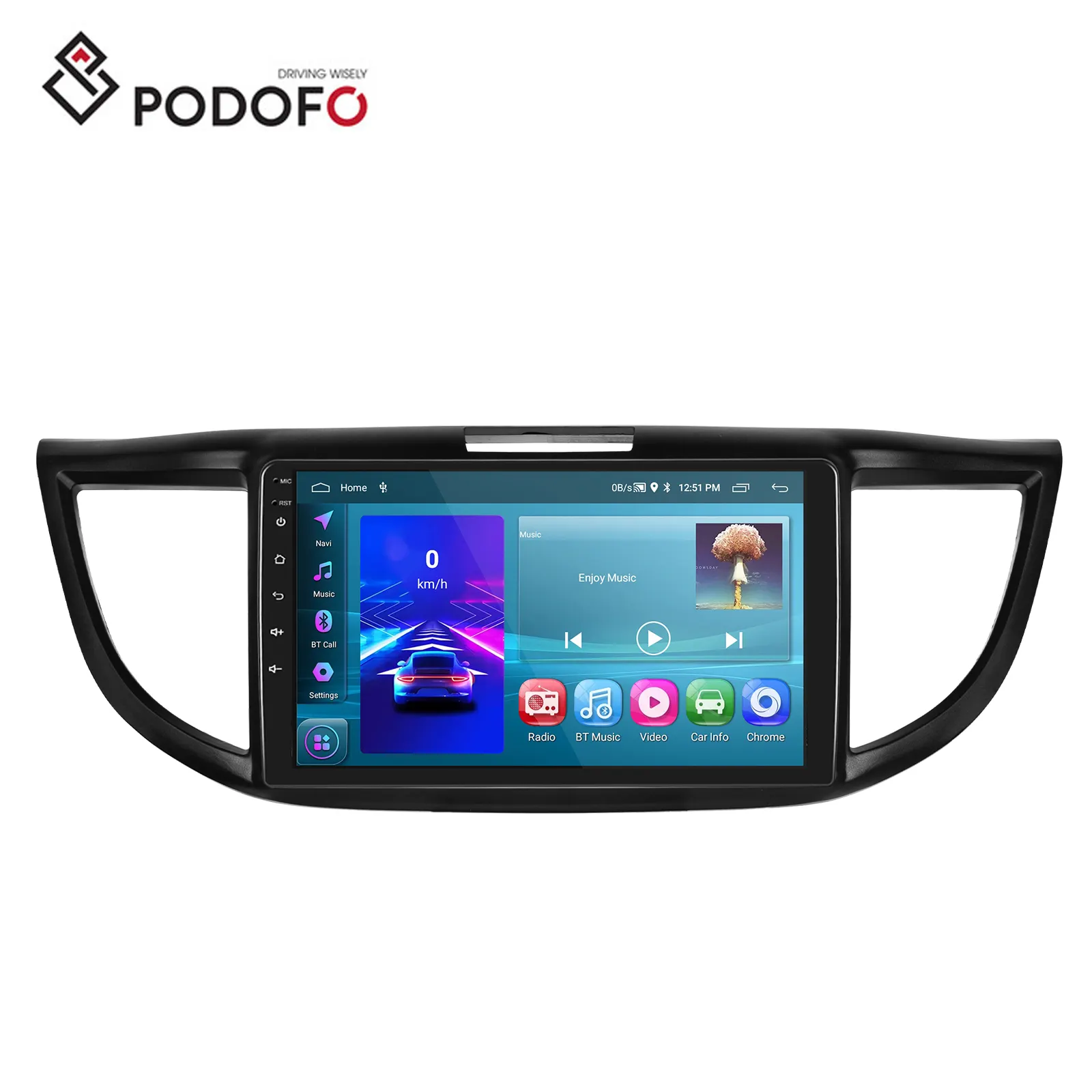 Podofo Android 13 2Din 9 "2 + 32GB ستيريو سيارة لهوندا CRV-ay محرك اليد اليسرى cargps WiFi FM RDS hi-fi BT