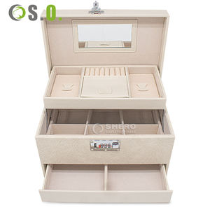 Caja de Joyería de Cuero PU Premium con Cerradura de Combinación, Estuche de Joyería de 3 Niveles con Espejo, Regalo para Mujer - Product Image 2