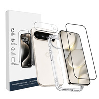 Combo 3 en 1 - Protection d'écran en verre trempé transparent pour téléphone - Protection d'objectif d'appareil photo - Coque de téléphone en TPU souple pour Google Pixel 9 10 11 PRO XL