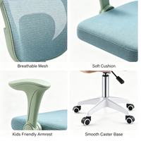 Chaise de bureau en maille pour enfants, chaise d'étude réglable en hauteur avec roulettes, bleu, rose, gris, pour la maison et l'école