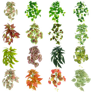 Plantes vertes artificielles avec feuilles de Monstera 10cm-30cm en caoutchouc souple pour décoration de mariage et de maison - Product Image 1