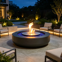 Cheminée à éthanol ronde haut de gamme, installation sculpturale flottante, flamme réelle pour une ambiance luxueuse dans les villas et penthouses