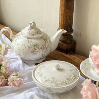 Ensemble tasse et soucoupe en céramique à motif floral gaufré rétro français, mug à café et lait pour le petit-déjeuner