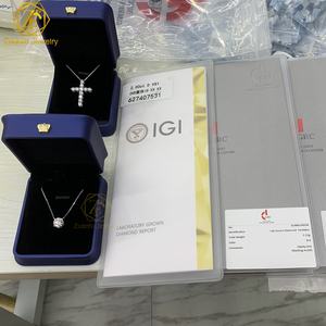 Collier <span class=keywords><strong>solitaire</strong></span> en or blanc 18 carats avec diamant de culture de forme ovale, certifié IGI, tailles de 0,5 à 2 carats, style classique - Product Image 1