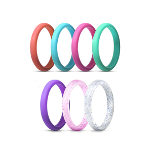 HWASAN Set Cincin Silikon 7 Warna Unisex, Cincin Kawin Karet Fleksibel untuk Pria Wanita, Cincin Jari untuk Olahraga & Kebugaran, Grosir Tersedia - Product Image 3