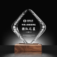 Plaque Souvenir en Cristal Diamant en Gros, Trophée Personnalisé en Cristal avec Base en Marbre