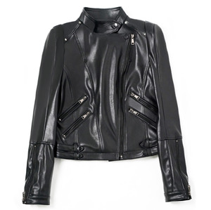 <span class=keywords><strong>Giacca</strong></span> in Pelle da Donna Duhan, Stile Casual Slim Fit, Streetwear, Tinta Unita, Nero, per <span class=keywords><strong>Moto</strong></span> - Product Image 4