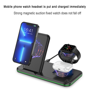 <span class=keywords><strong>Chargeur</strong></span> magnétique rapide 3 en 1 15W pour support de <span class=keywords><strong>chargeur</strong></span> sans fil certifié avec interrupteur tactile sensible à la lumière électrique - Product Image 1