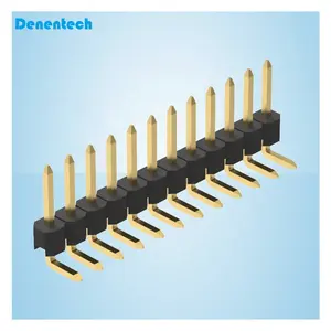 Conectores Denentech fornecedores pin header 2.54mm ângulo direito mergulho única linha 2.54mm pin header conector