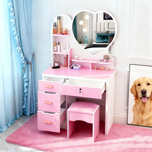 Mini coiffeuse compacte multifonctionnelle Coiffeuse tendance pour chambre à coucher Bureau de maquillage minimaliste moderne et économique - Product Image 5