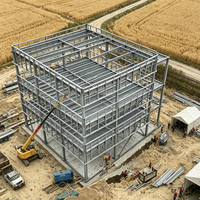 Complexe d'appartements à plusieurs étages en structure métallique, bâtiment résidentiel préfabriqué, construction moderne personnalisée