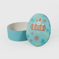 Boîte cadeau de luxe en forme d'œuf de pâques bleu avec couvercle et Base
