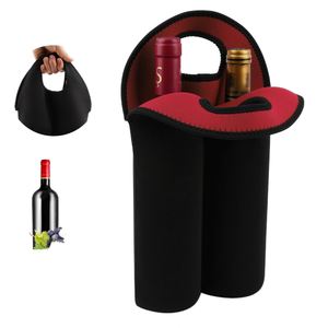 Factory 2-<b>Bottle</b> Wine Carrier Tote <b>Bag</b> Thick Neoprene Travel <b>Cooler</b> Secure Carry Handle Letter Pattern Keeps <b>Bottles</b> Protected - Product Image 3