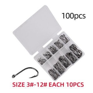Ise-Ni Fishing Hooks 3-12# High Carbon Steel 500pcs <b>Boxed</b> Freshwater Fish <b>Tackle</b> Hook Set For Lake Fishing - Product Image 3
