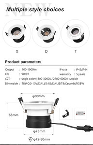 <span class=keywords><strong>20W</strong></span> Regulable <span class=keywords><strong>LED</strong></span> <span class=keywords><strong>Downlight</strong></span> por TRIAC 2700-7000K Filchker Diseño de aluminio moderno libre para hoteles Home Store - Product Image 4