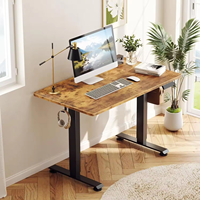 Bureau assis-debout convertible moderne en métal avec hauteur réglable extensible et pivotante, et tiroir pour bureau à domicile