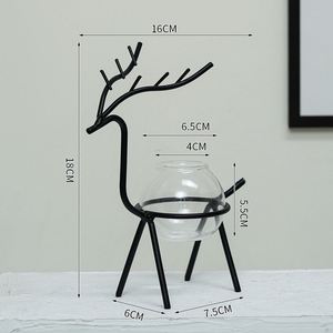 Wholesale Metal Iron Art Hydroponic Home Decoration Flower Plant Fish <b>Clear</b> Glass <b>Vase</b> Tabletop Home Bonsai Decor - Product Image 6