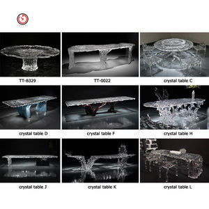 <span class=keywords><strong>Mesa</strong></span> de comedor larga transparente de acrílico cristalino platino antiguo de alta gama personalizada TT para 10 personas - Product Image 3