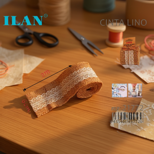 Nastro di Lino Ilan 6 Cm 2 M con Bordo in Pizzo per Decorazioni e Artigianato - Product Image 3