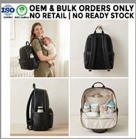 Sac à langer élégant en similicuir végétalien PU, grande capacité, pour maman, fabrication en gros, marque privée OEM ODM