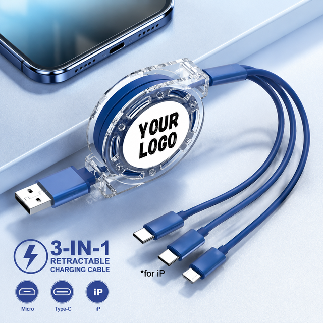 LC636 Custom Logo USB Charge Cable Printed Brand Mobile Phone Charging Cables for Promotion Gift Custom USB Charger Cable 3 in 1