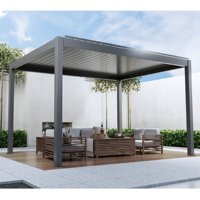 Pavillon à persiennes sur mesure en aluminium pour extérieur, structure à toit rabattable, design intelligent, abri solaire électrique pour villa