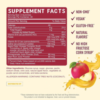 Gummies au vinaigre de cidre de pomme OEM pour la digestion, la détoxification et le soutien immunitaire, 1000 mg de vitamines B6, B12 et folate, végétaliennes, pour adultes, 60 gummies, 2 lots