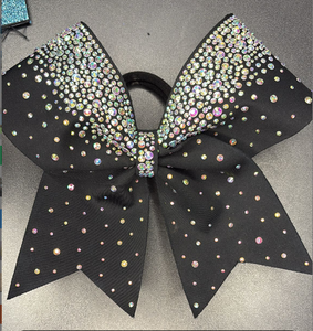 Fiocco da Cheerleading Nero Metallizzato con Cristalli AB, Fatto a Mano con Fascia Elastica <span class=keywords><strong>per</strong></span> Squadre di Cheerleading - Product Image 5