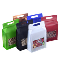 Sachets d'emballage personnalisés à fond plat avec fermeture éclair, en aluminium, refermables, à huit soudures latérales, pour noix et céréales séchées