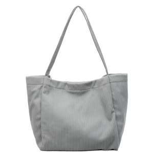 Bolsa de compras de pana de color retro, simple, de gran capacidad, reutilizable, con diseño personalizado, al por mayor. - Product Image 2