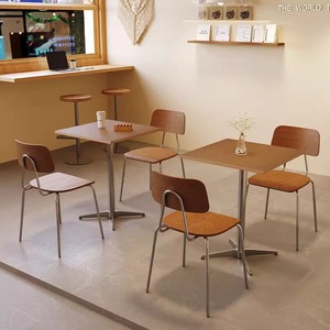 Retro Style <b>Table</b> and Chairs Set for Youth Hostel Round <b>Square</b> Hotel Furniture Dining Hall Commercial Minimalist Design Adds a S - Product Image 1