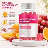 Gummies au Glutathion 1000mg Vitamine C E Pépins de Raisin Collagène Marin Sans Sucre Éclaircissant Antioxydant Soutien Immunitaire 30 Doses