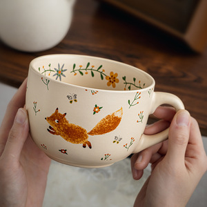 Venta al por mayor de bonitos y grandes cuencos de cerámica para desayuno, avena, cereales y fideos, con tapa hermética, aptos para leche, café y microondas - Product Image 1