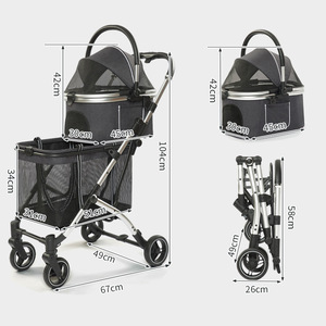 <span class=keywords><strong>Poussette</strong></span> pour animaux de compagnie pliable légère à <span class=keywords><strong>double</strong></span> couche, très vendue, 4 roues, grande capacité pour plusieurs chiens et chats - Product Image 5