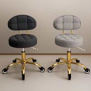 Luxury Round Metal Hairdressing Chair with Sliding Stool & Backrest Massage <b>Table</b> for Home Bedroom Hotel Outdoor Use Living Room - Product Image 6