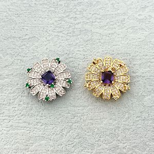 Parure de bijoux élégante pour femme avec collier, motif marguerite en pierres précieuses colorées et micro-incrustations de zircon, idéale pour les soirées et la mode. - Product Image 4