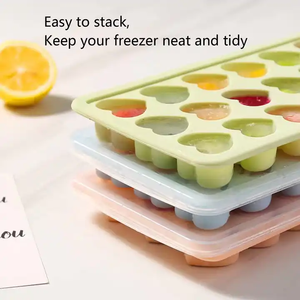 21 sâu răng dễ dàng phát hành linh hoạt mini hình trái tim Khuôn Silicone Ice Cube Tray với nắp nhựa trang trí công cụ - Product Image 2