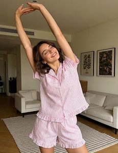 <span class=keywords><strong>Pantaloncini</strong></span> da Notte da <span class=keywords><strong>Donna</strong></span> in <span class=keywords><strong>Cotone</strong></span> a Maniche Corte con Volant e Bottoni, Lussuosi, Stampati, Traspiranti e Morbidi - Product Image 2