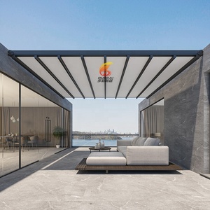 Pergola <span class=keywords><strong>solaire</strong></span> intelligente pour voiture, capteur de pluie, rideaux latéraux pliables en aluminium pour balcon, imperméable, cadre en bois-plastique allié avec revêtement en poudre - Product Image 5