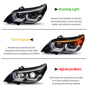 Conjunto de Faros LED Modificados para <span class=keywords><strong>BMW</strong></span> Serie 5 <span class=keywords><strong>E60</strong></span> E61 <span class=keywords><strong>520i</strong></span> 530i <span class=keywords><strong>2004</strong></span>-2010, Luz de Señal de Giro DRL, Lámpara Delantera, Conexión Plug and Play - Product Image 4