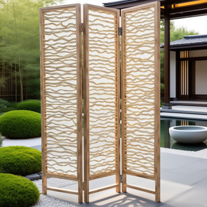 2025 New Arrival Handcrafted <strong>Wicker</strong> <strong>Folding</strong> <strong>Screen</strong> 3-Panel Wood Indoor Partition and Wedding Decoration Factory Wholesale - Product Image 3