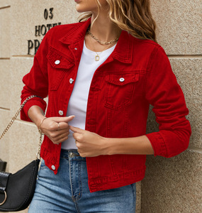 Chaqueta Vaquera para Mujer, Estilo Hombros Descubiertos, Manga Larga, <span class=keywords><strong>Blazer</strong></span> Informal, Corte Entallado, Negro, Azul, Rojo, Blanco, Verde Oliva, Verano <span class=keywords><strong>2022</strong></span> - Product Image 6