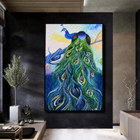 Accueil Mur Salon Moderne Paon Animal Luxe Cadre En Métal Paon en cristal porcelaine peinture