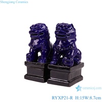Statues de lions en céramique de la série RYXP21, couleur argentée rose, dorée, verte et violette, en paire
