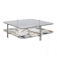 Table basse double en verre trempé et dalle de roche