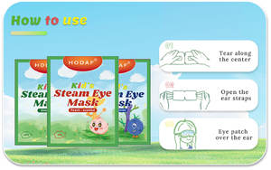 Masque chauffant pour les yeux HODAF pour enfants, personnalisation OEM, parfum de <span class=keywords><strong>myrtille</strong></span>, libération stable 40 ℃   Masque oculaire chauffant pour la fatigue oculaire, lot de 10 pièces - Product Image 4