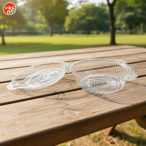 Caja de pastel de concha redonda transparente B5S con tapas de doble bloqueo Recipiente de plástico desechable para pasteles y hamburguesas de 4 pulgadas - Product Image 2