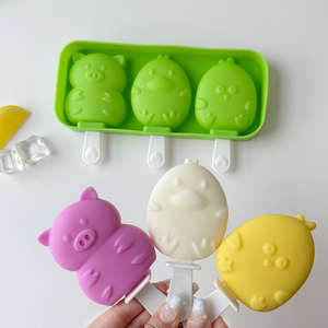 Moule à glaçons ovales en silicone de qualité alimentaire avec bâtonnets en bois, outils de fabrication, congélation rapide, facile à démouler - Product Image 1